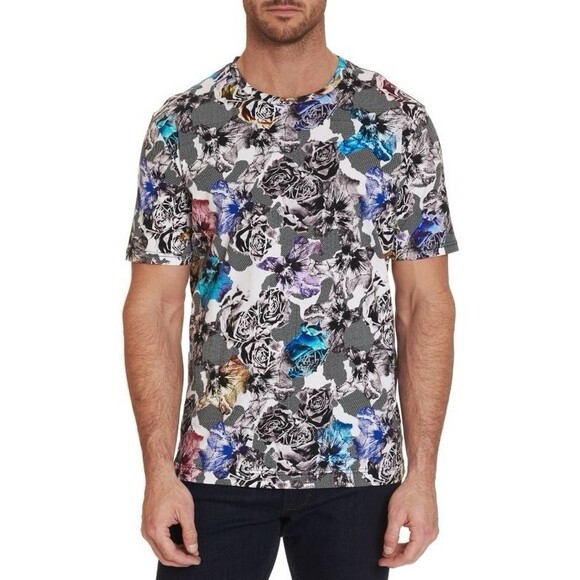 Robert Graham Designer Camo Starburst Floral Graphic T Shirt Mens Size XL‎ - Picture 1 of 9